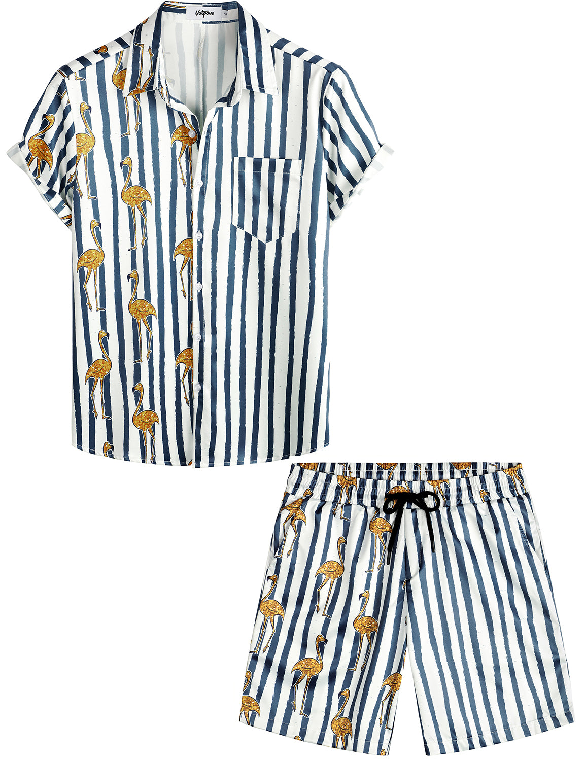 VATPAVE Mens Hawaiian Sets Casual Short Sleeve Button Down Shirts Summer Outfits