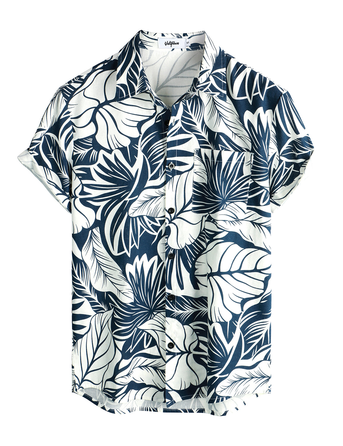 VATPAVE Mens Hawaiian Floral Shirts Cotton Linen Casual Button Down Short Sleeve Beach Shirts