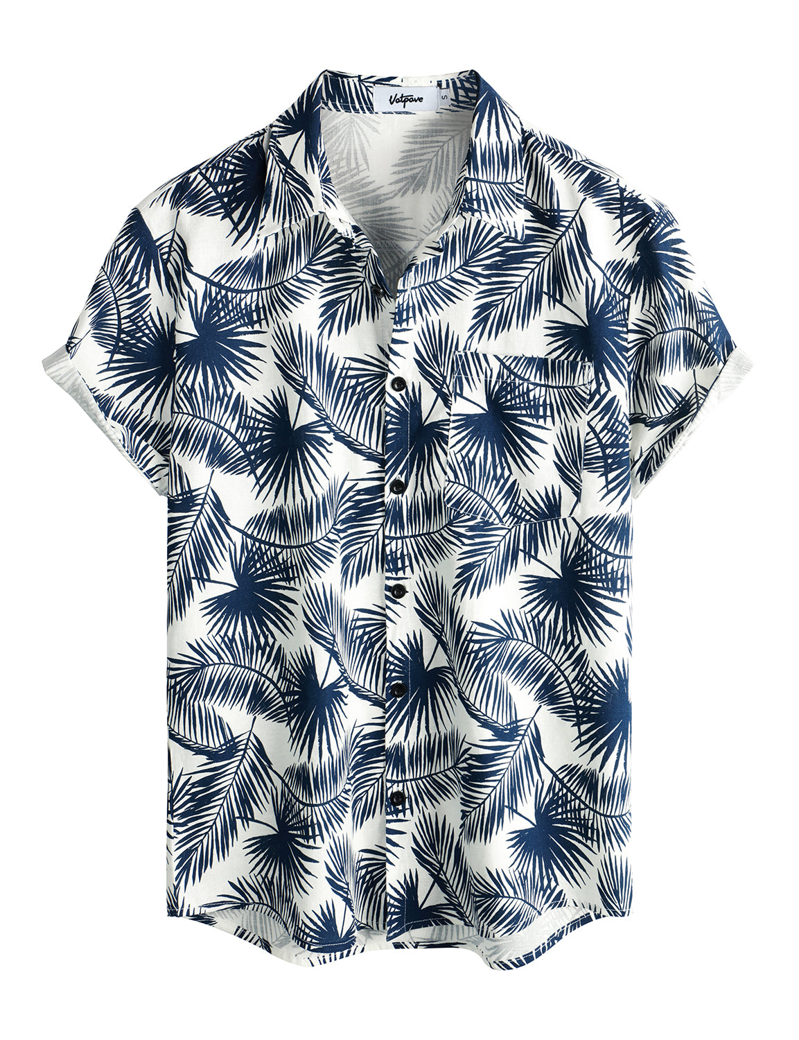 VATPAVE Mens Hawaiian Floral Shirts Cotton Linen Casual Button Down Short Sleeve Beach Shirts