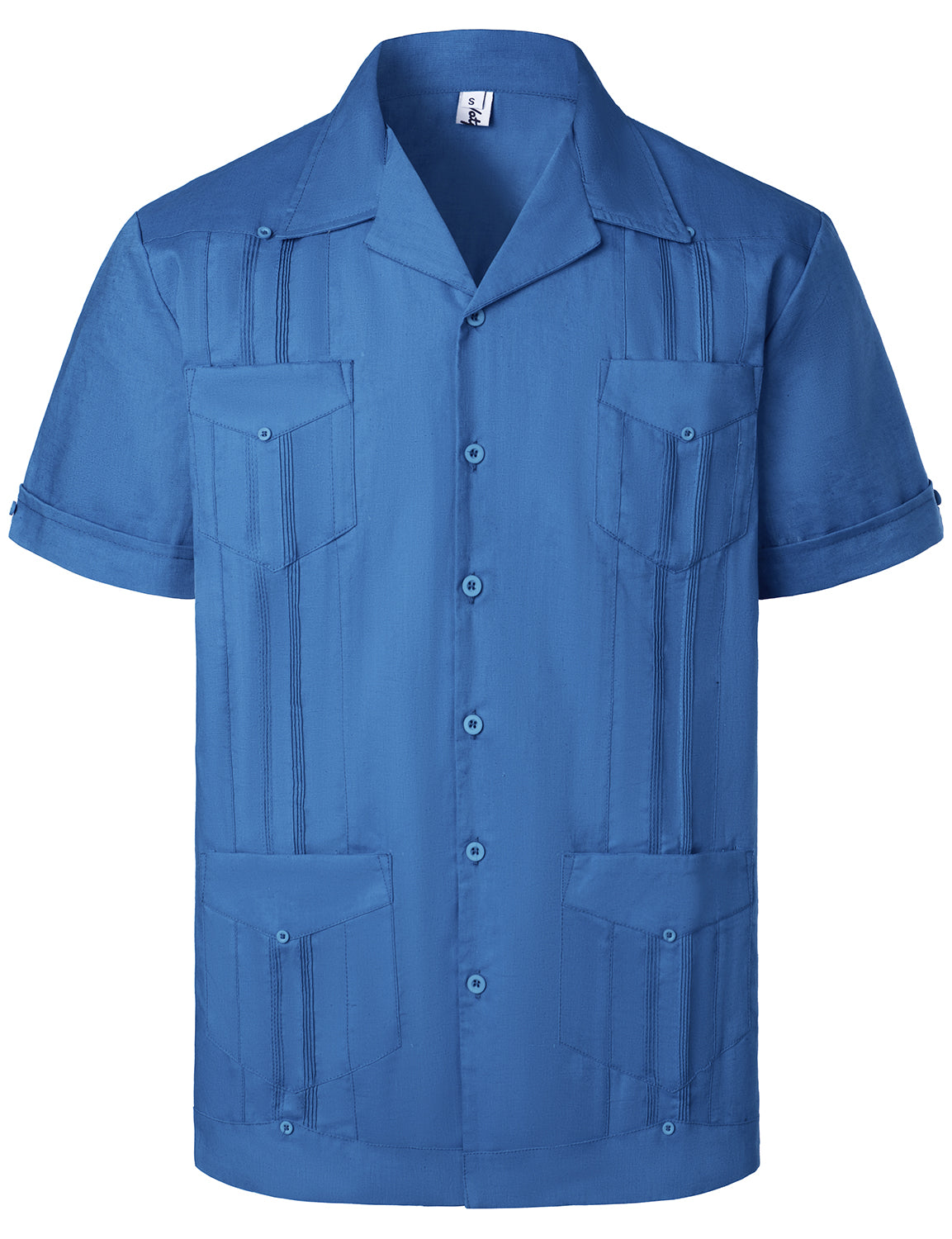 VATPAVE Mens Linen Cuban Guayabera Shirts Casual Button Down Short Sleeve Summer Shirts