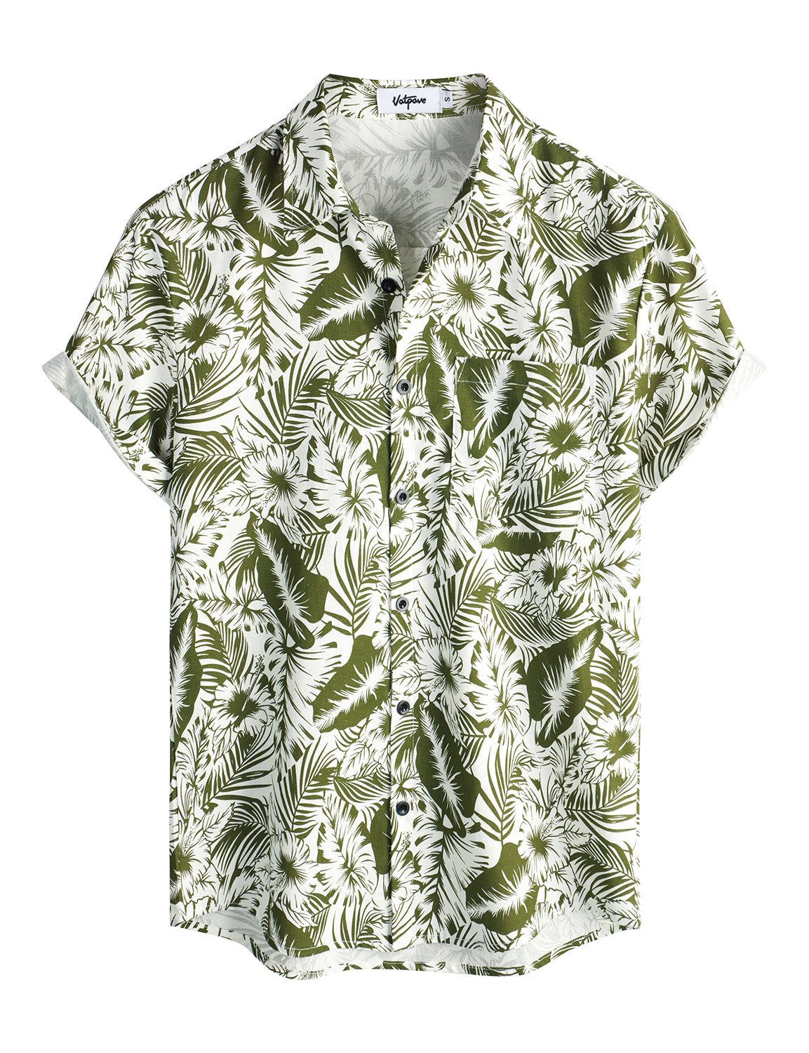 VATPAVE Mens Hawaiian Floral Shirts Cotton Linen Casual Button Down Short Sleeve Beach Shirts