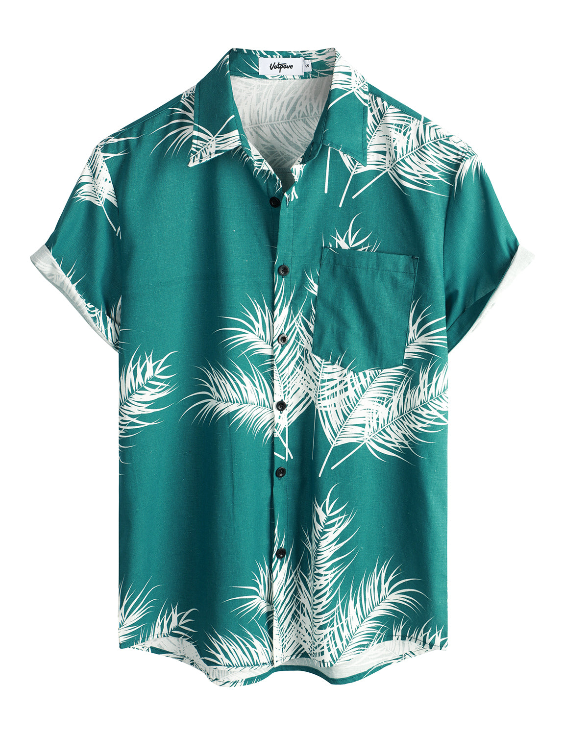 VATPAVE Mens Hawaiian Floral Shirts Cotton Linen Casual Button Down Short Sleeve Beach Shirts