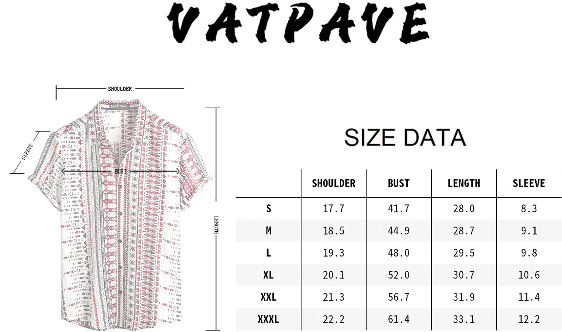 VATPAVE Mens Summer Tropical Shirts Short Sleeve Button Down Aloha Hawaiian Shirts