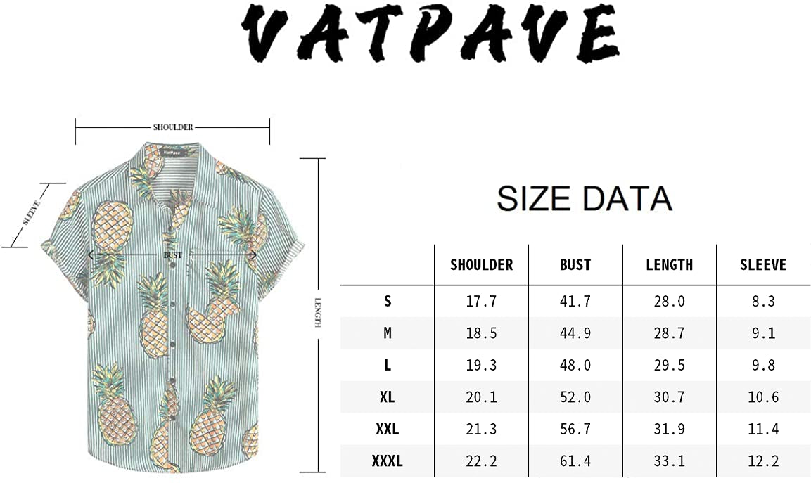 VATPAVE Mens Floral Hawaiian Shirt Casual Button Down Short Sleeve Aloha Beach Shirts