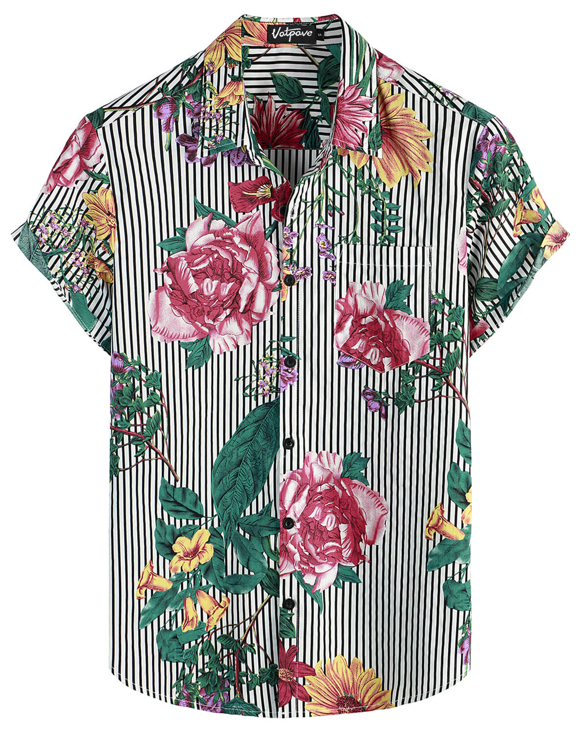 VATPAVE Mens Floral Hawaiian Shirt Casual Button Down Short Sleeve Aloha Beach Shirts