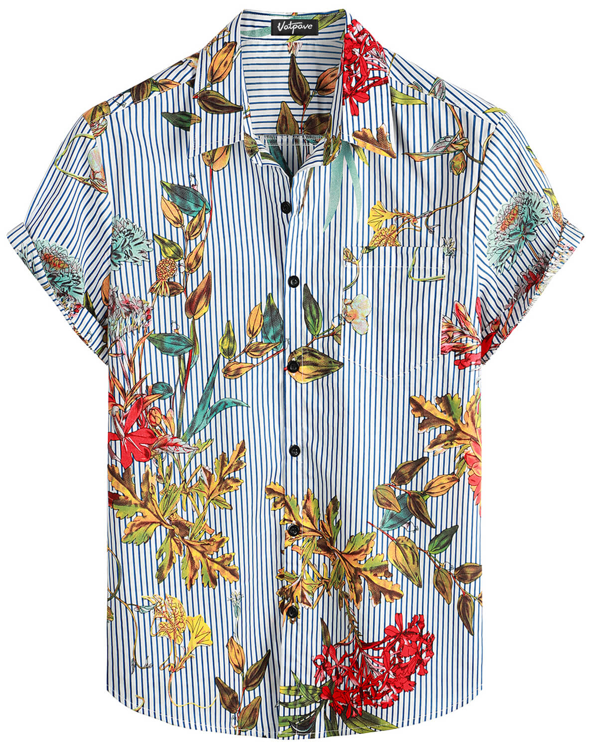 VATPAVE Mens Floral Hawaiian Shirt Casual Button Down Short Sleeve Aloha Beach Shirts