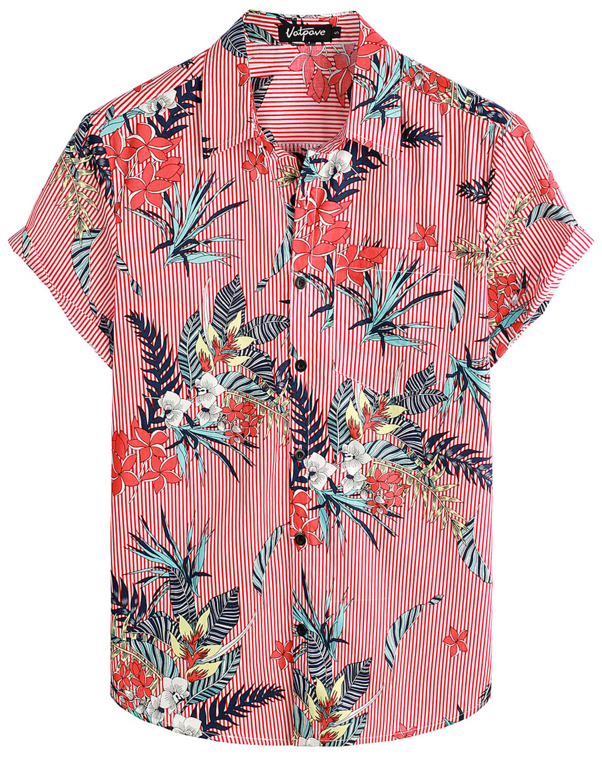 VATPAVE Mens Floral Hawaiian Shirt Casual Button Down Short Sleeve Aloha Beach Shirts