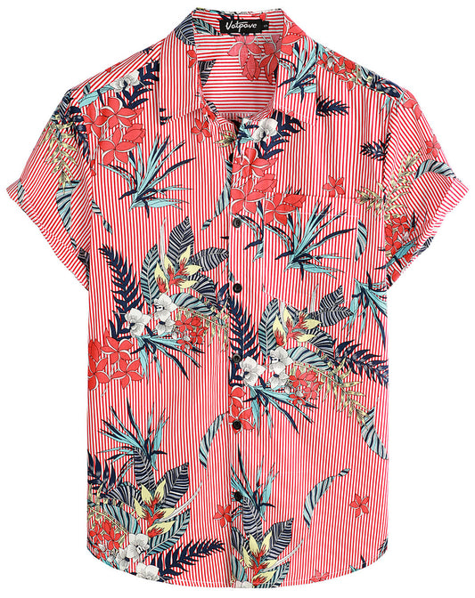 VATPAVE Mens Floral Hawaiian Shirt Casual Button Down Short Sleeve Aloha Beach Shirts