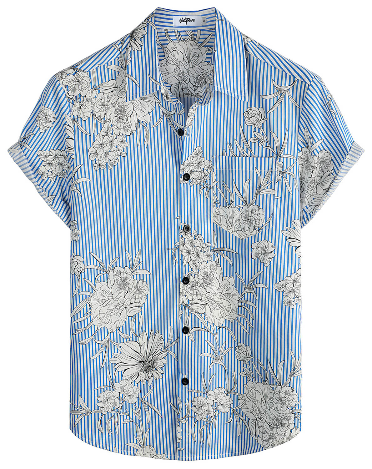 VATPAVE Mens Floral Hawaiian Shirt Casual Button Down Short Sleeve Aloha Beach Shirts