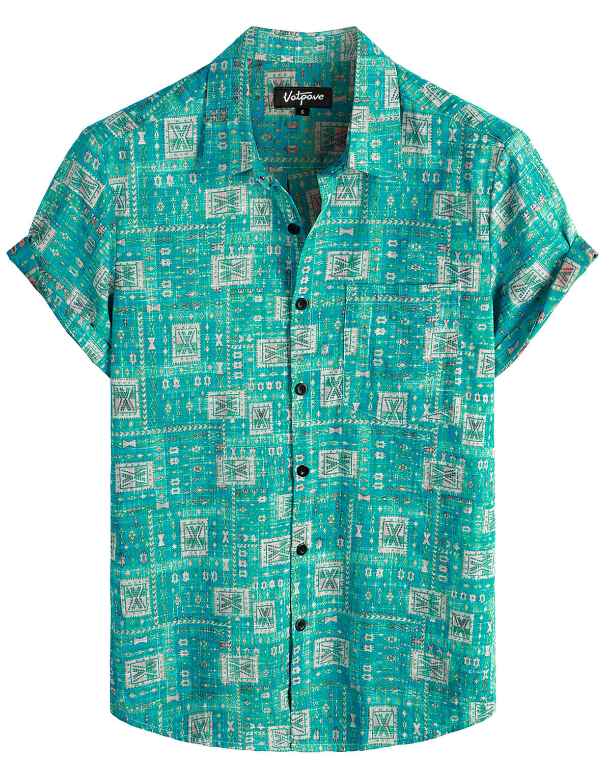 VATPAVE Mens Front Pocket Hawaiian Shirts Casual Short Sleeve Button Down Beach Shirts