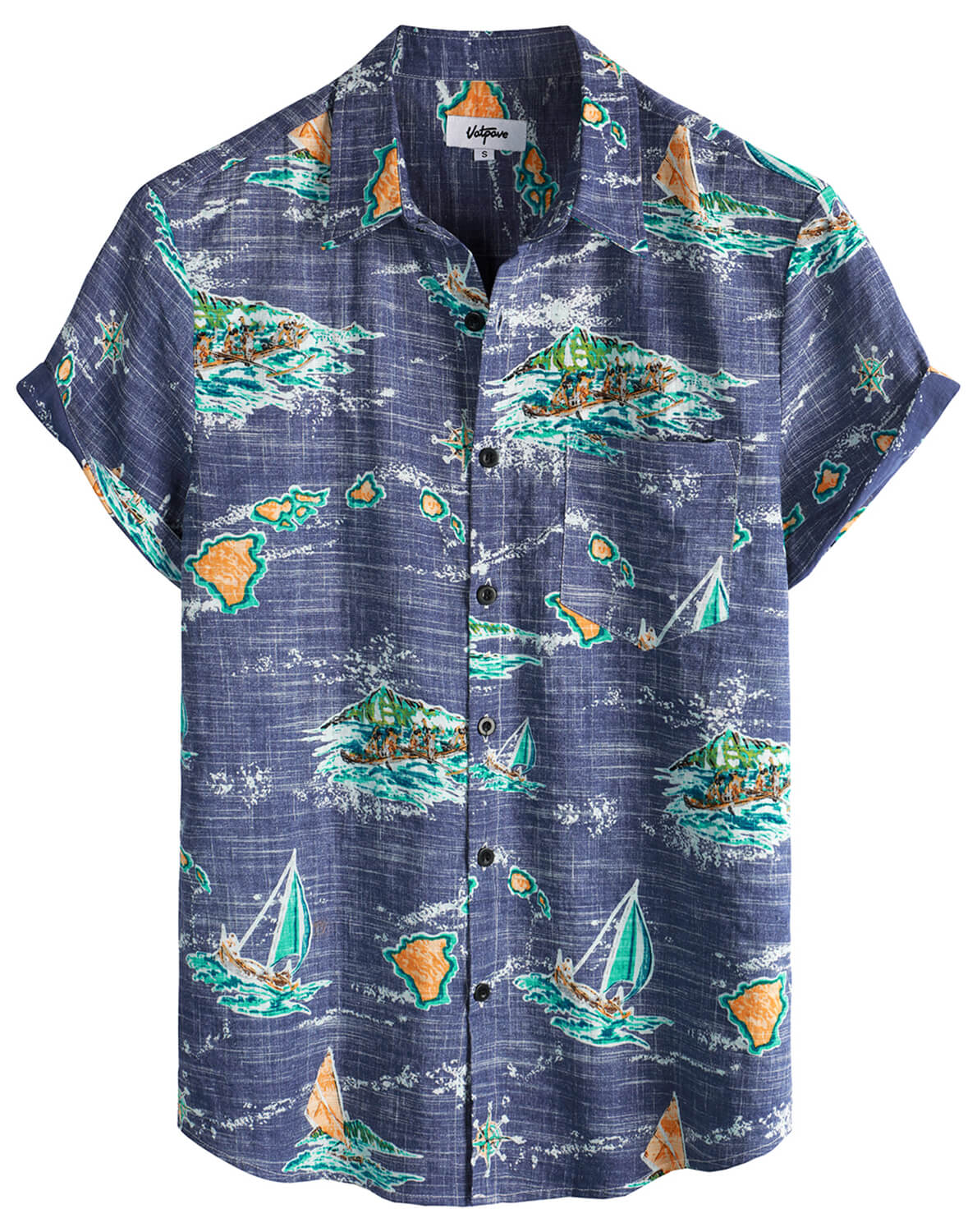 VATPAVE Mens Front Pocket Hawaiian Shirts Casual Short Sleeve Button Down Beach Shirts