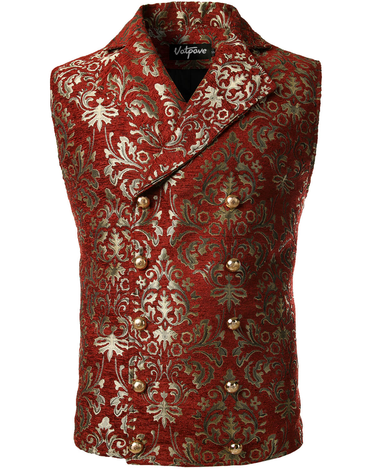 VATPAVE Mens Victorian Double Breasted Vest Gothic Steampunk Waistcoat