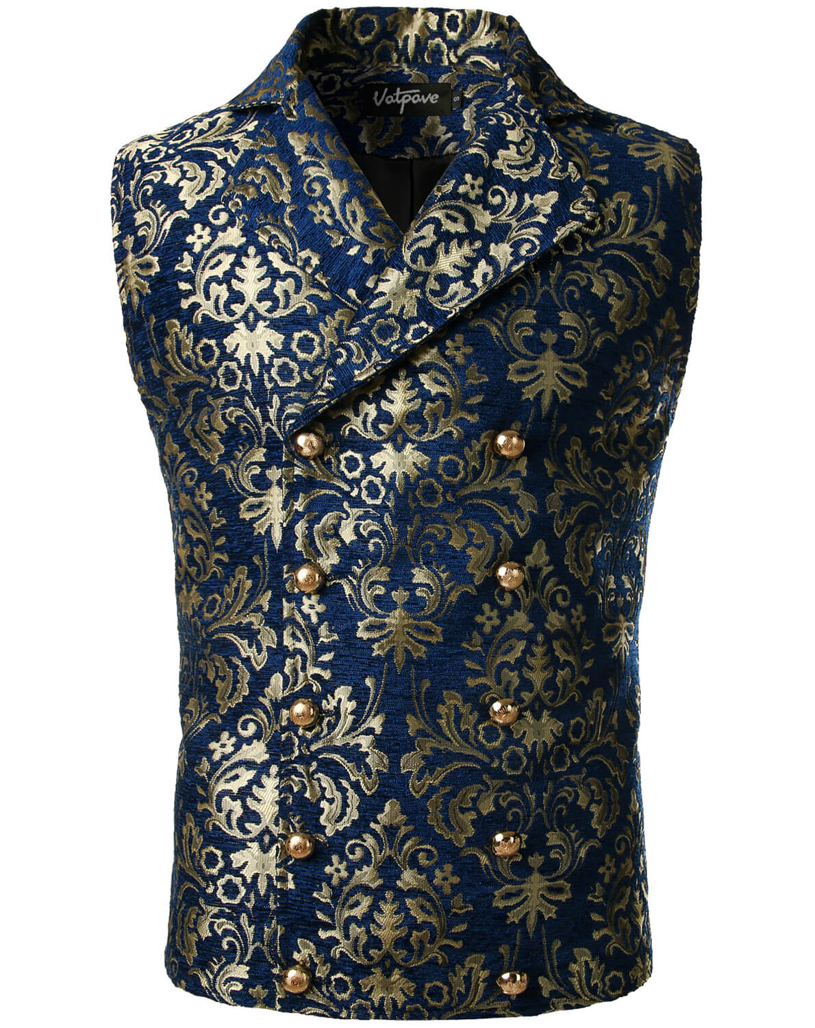 VATPAVE Mens Victorian Double Breasted Vest Gothic Steampunk Waistcoat