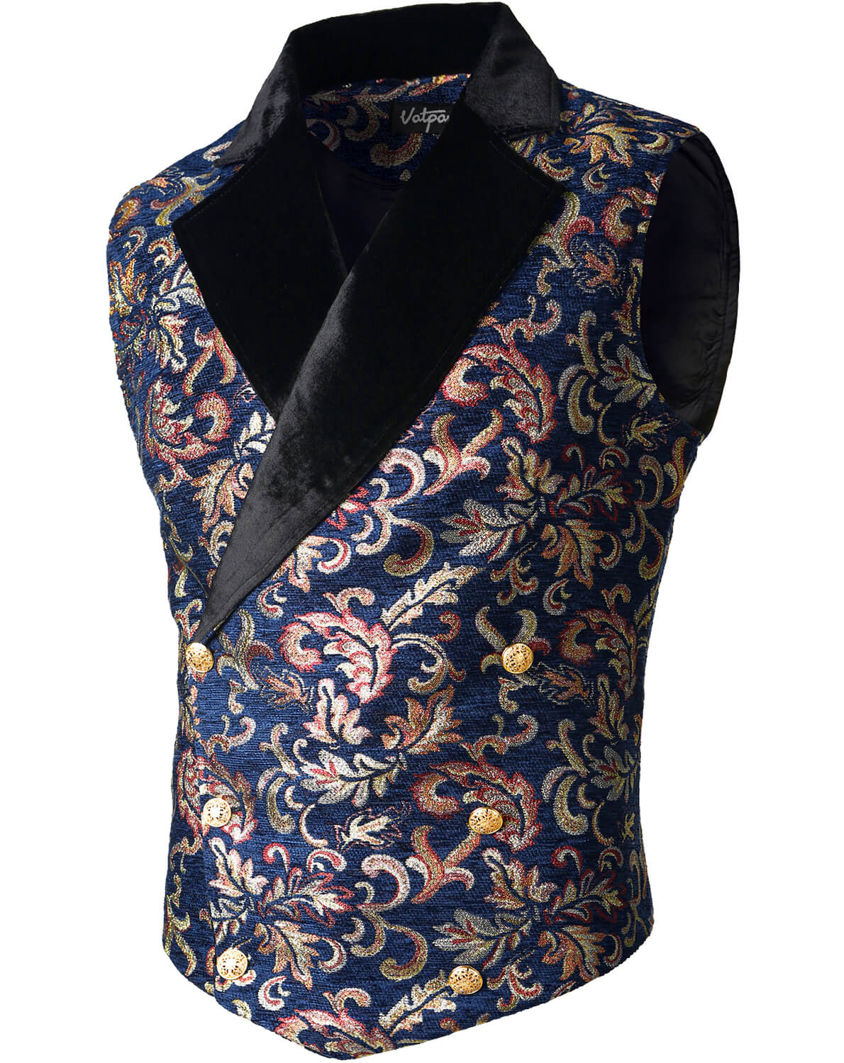 VATPAVE Mens Victorian Double Breasted Vest Gothic Steampunk Waistcoat