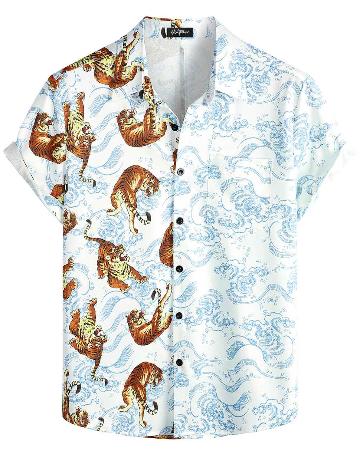 VATPAVE Mens Hawaiian Flamingo Shirts Casual Short Sleeve Button Down Shirt Summer Shirts