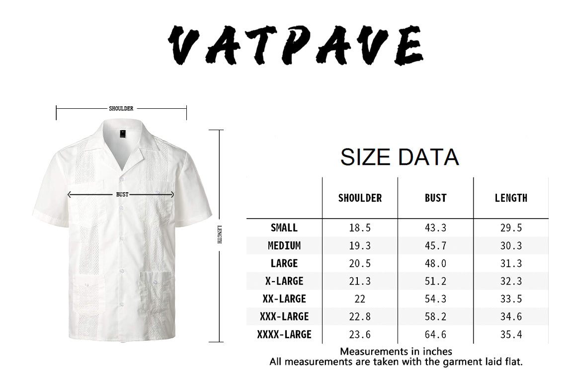 VATPAVE Mens Short Sleeve Button Down Cuban Guayabera Shirts