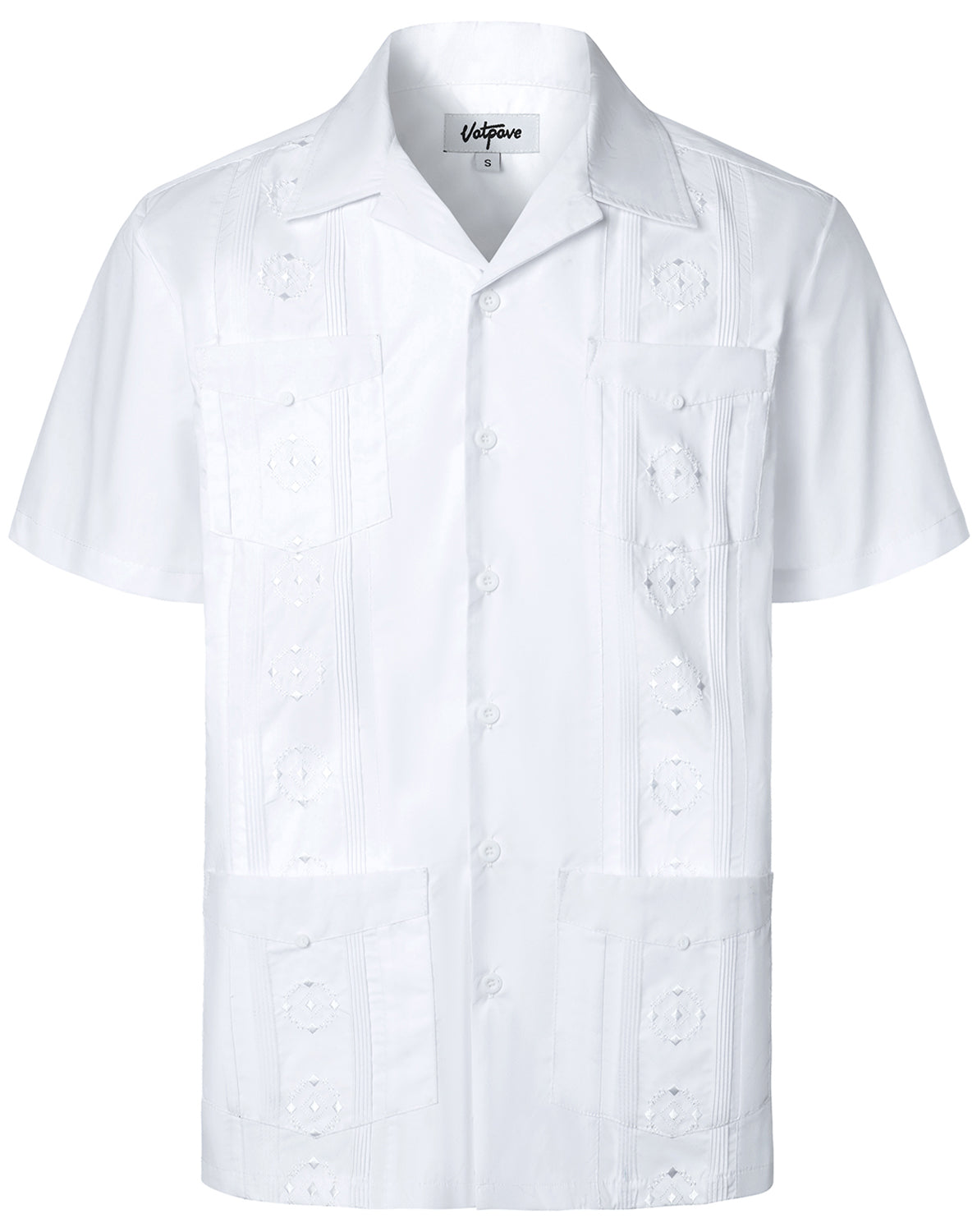 VATPAVE Mens Embroidered Cuban Guayabera Shirts Casual Button Down Short Sleeve Beach Shirts