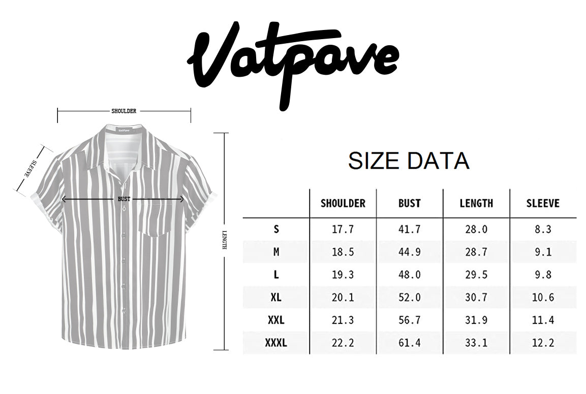 VATPAVE Mens Striped Hawaiian Shirts Casual Button Down Short Sleeve Summer Shirts