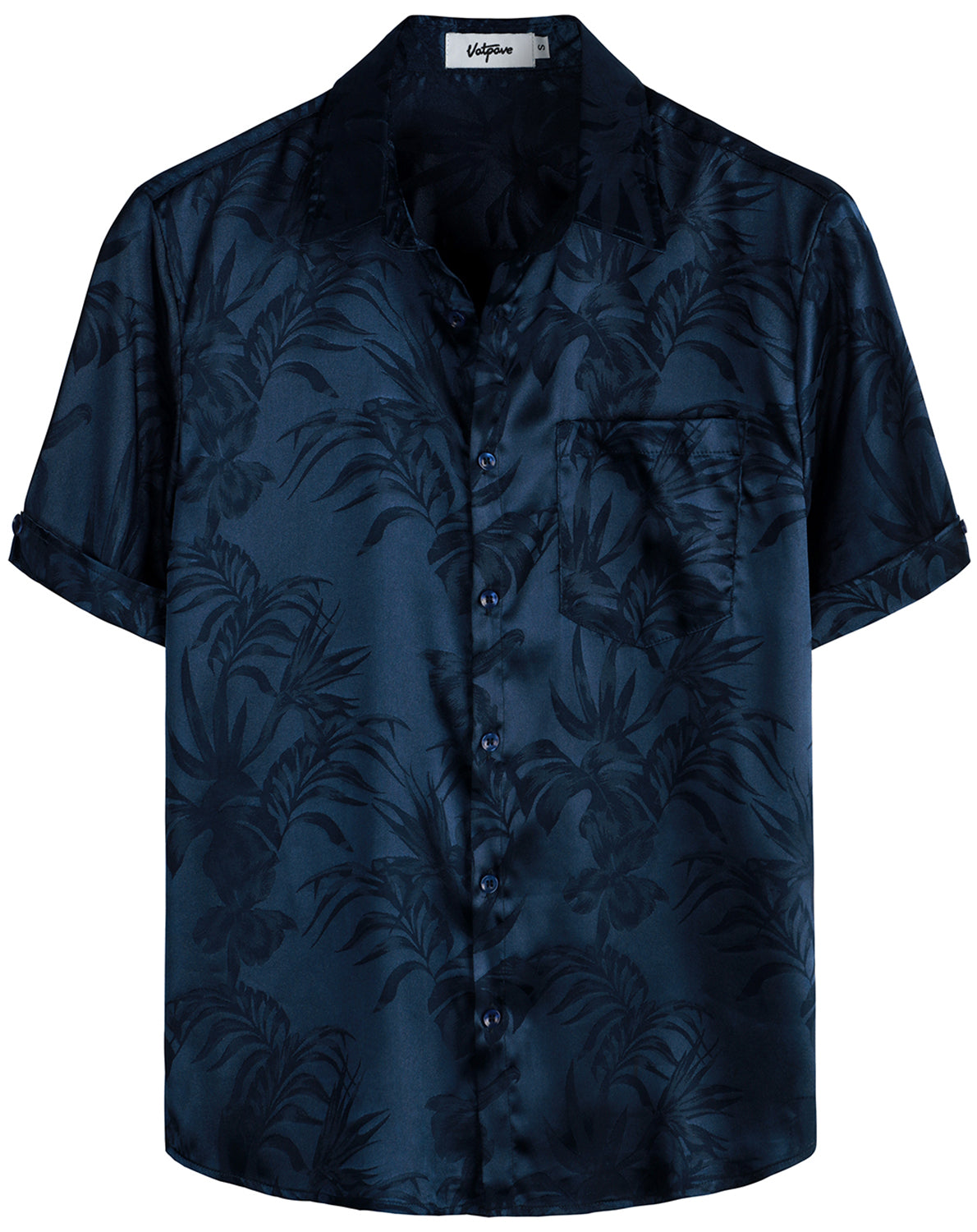 VATPAVE Mens Hawaiian Jacquard Regular Fit Shirts Casual Button Down Short Sleeve Summer Tops with Pocket