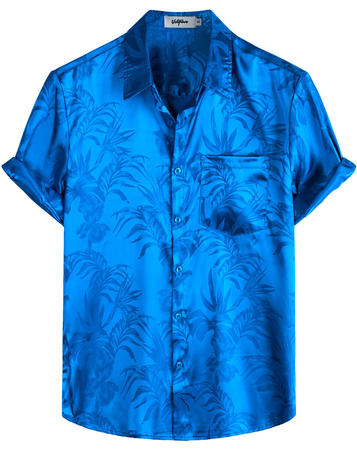 VATPAVE Mens Hawaiian Jacquard Regular Fit Shirts Casual Button Down Short Sleeve Summer Tops with Pocket