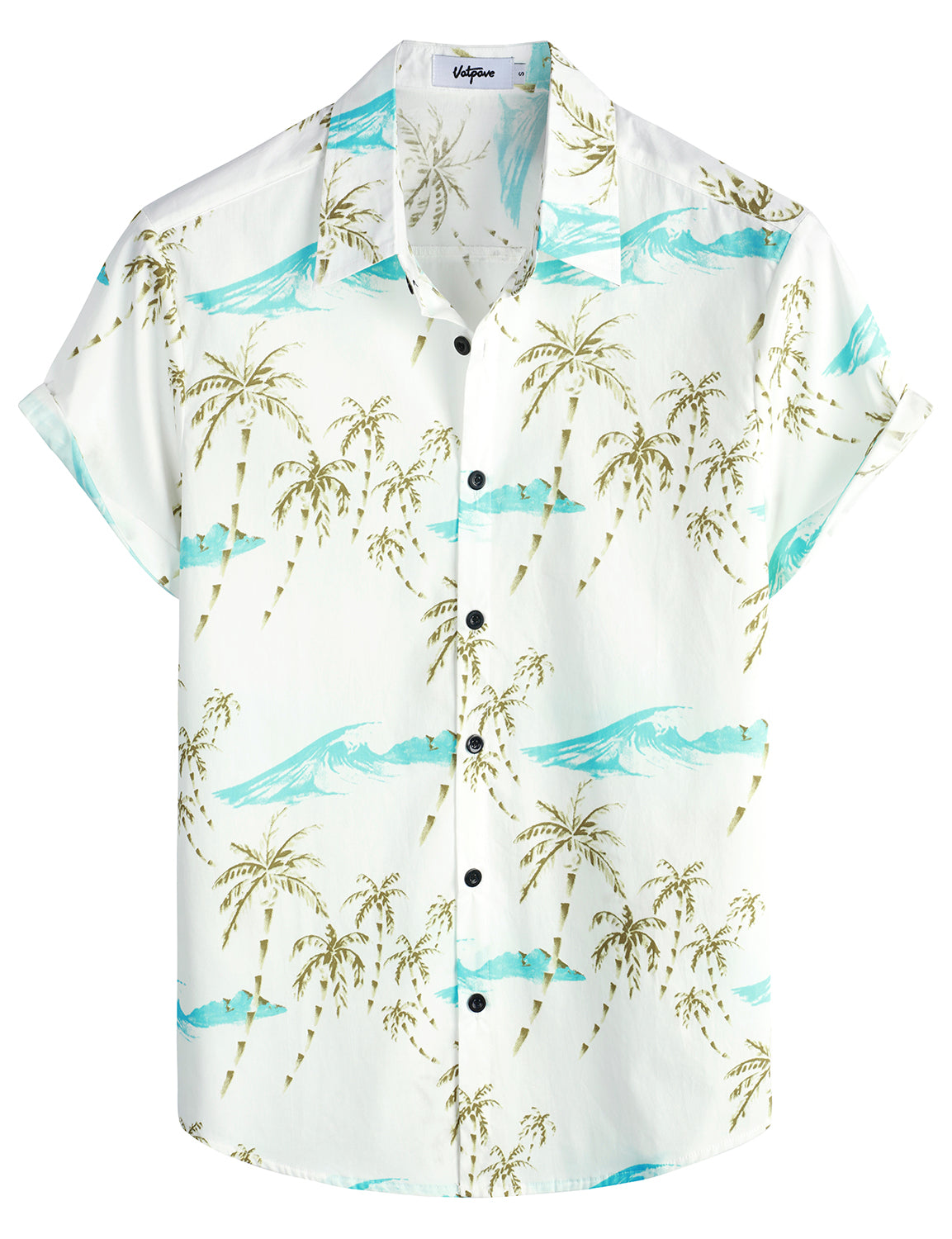 VATPAVE Mens 100% Cotton Hawaiian Shirts Button Down Short Sleeve Beach Shirts Summer Casual Aloha Shirts