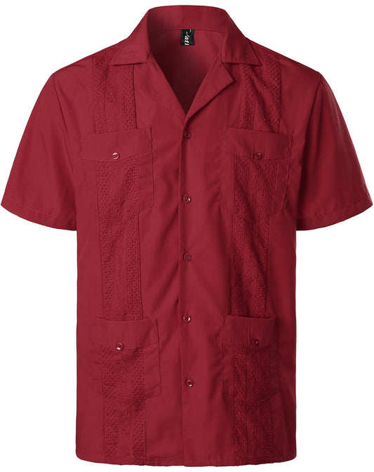 VATPAVE Mens Short Sleeve Button Down Cuban Guayabera Shirts