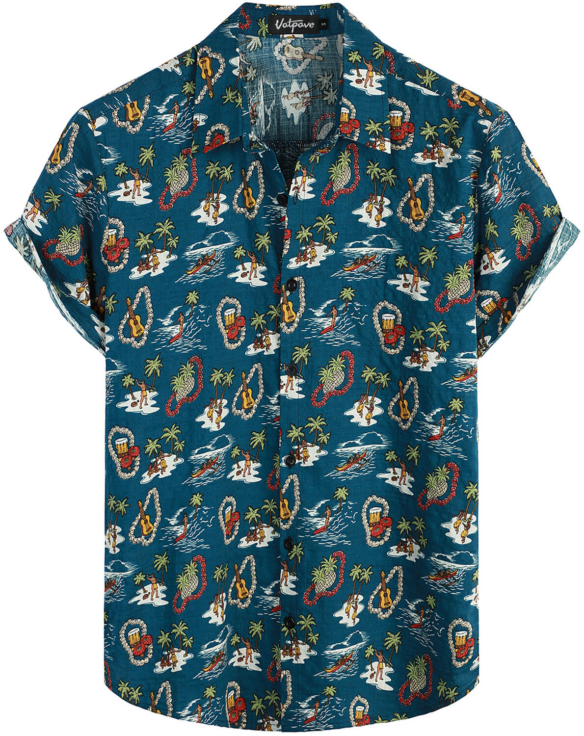 VATPAVE Mens Floral Hawaiian Shirts Short Sleeve Button Down Beach Shirts