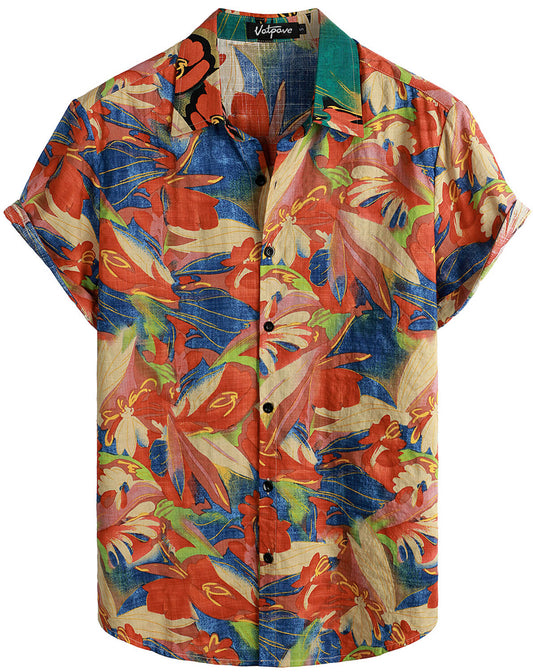 VATPAVE Mens Summer Tropical Shirts Short Sleeve Button Down Aloha Hawaiian Shirts