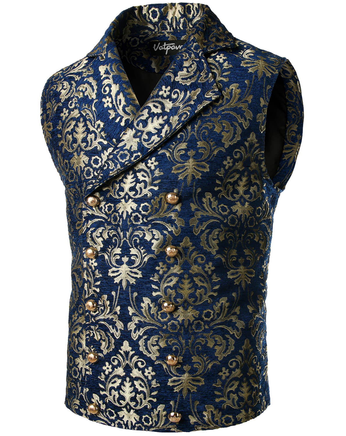 VATPAVE Mens Victorian Double Breasted Vest Gothic Steampunk Waistcoat