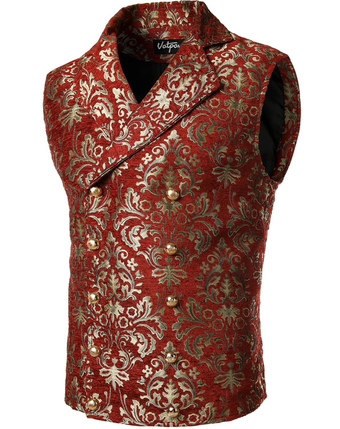 VATPAVE Mens Victorian Double Breasted Vest Gothic Steampunk Waistcoat