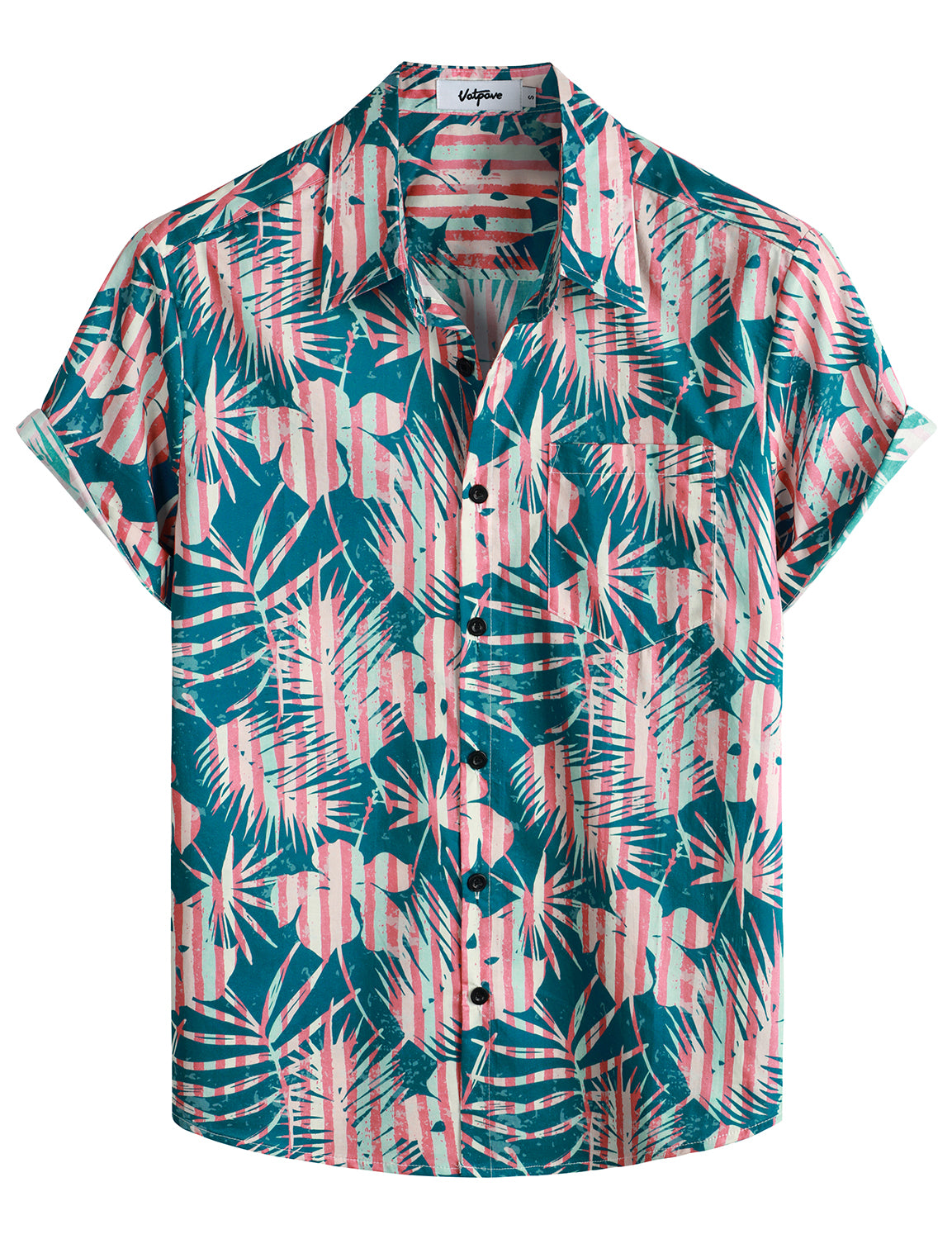 VATPAVE Mens Floral Hawaiian Shirt Casual Button Down Short Sleeve Aloha Beach Shirts