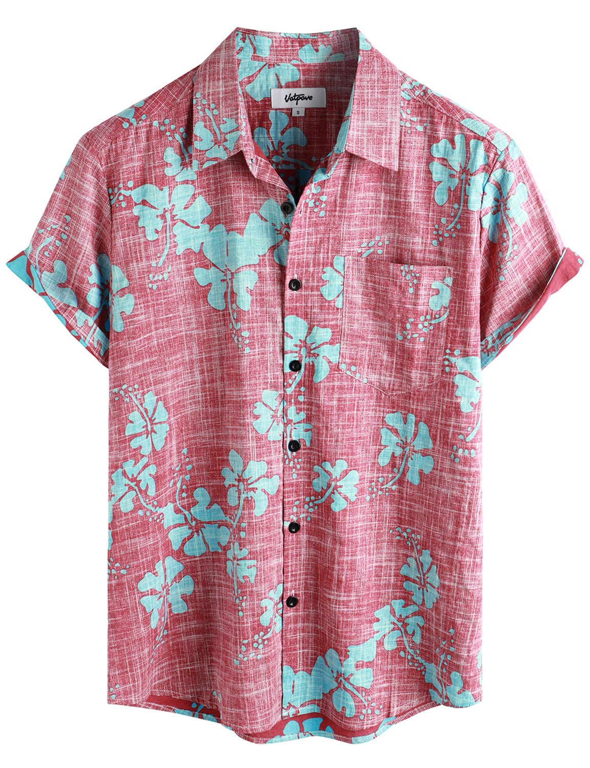 VATPAVE Mens Front Pocket Hawaiian Shirts Casual Short Sleeve Button Down Beach Shirts